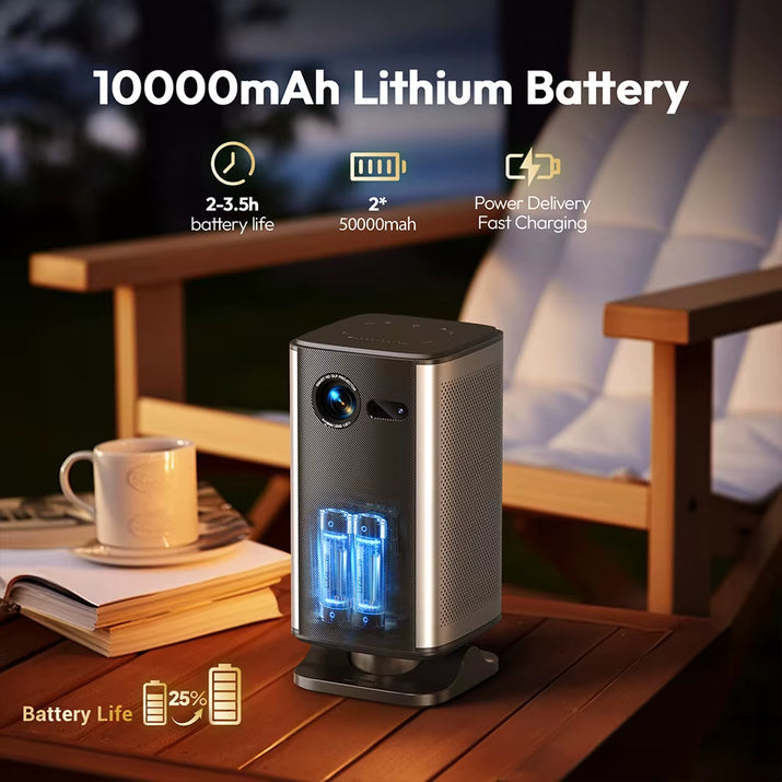 P70X Portable Mini Projector with Built-In Battery 4K Support 3D Wifi for Outdoor Movie Night Home Theater Projectors